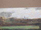 a picture of a painting of a landscape on a wall