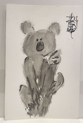 a picture of a painting of a koala bear on a piece of paper