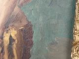 a picture of a painting of a woman holding a banana