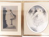 two framed pictures of a man and a woman