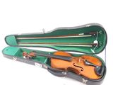 a violin in a case on a white surface