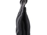 a close up of a black purse on a white background