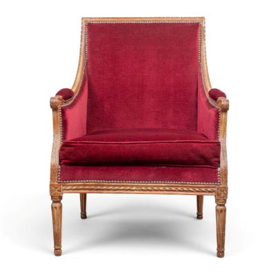 TRAVAIL DU XVIIIE Fauteuil Louis XVI à dossier plat