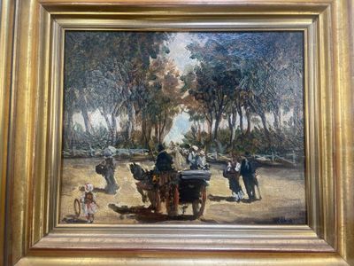 Ecole française 20ème, Promenade dans un parc - Photo 1