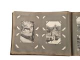 an old book with pictures of people and buildings on it