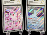 deux cartes Pokémon exposées sur un fond noir