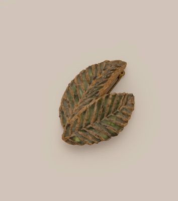 an image of a leaf shaped object on a white surface