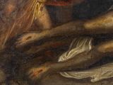an oil painting of a woman with a crown on her head