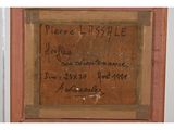 an old picture of a piece of wood with writing on it