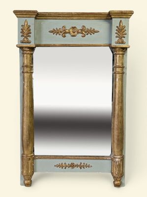 an image of a blue and gold mirror on a white background