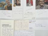 de nombreuses lettres et images accrochées au mur d'une pièce