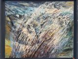 une peinture à l'huile représentant une vague qui s'écrase sur la plage