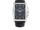 montre pour homme avec cadran noir et bracelet en cuir noir