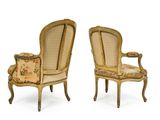 pair of louis xvi style armchairs with upholstered seats