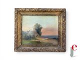 an image of a painting of a house on a hill by the ocean