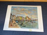 a picture of a painting of a harbor scene