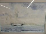une image d'un tableau représentant un voilier dans l'eau