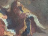 painting of a man and a woman sitting in a cave