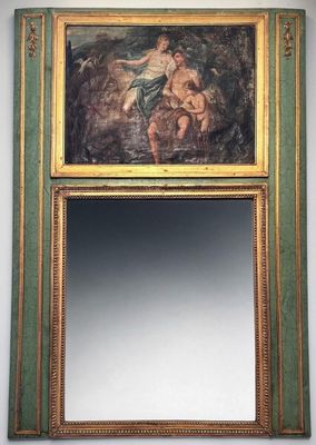 an image of a mirror with a painting of a man and a woman