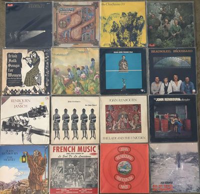 many different types of vinyl records on the floor