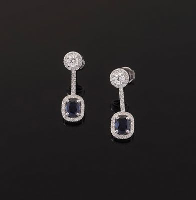 an image of a pair of sapphire and diamond earrings