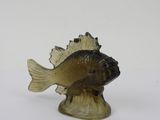 a small glass fish figurine on a white surface