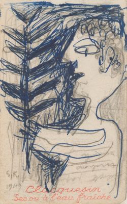 un vieux livre sur lequel est dessiné le visage d'une femme