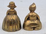 pair of antique brass figurines of a woman and a child