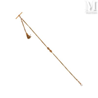 an image of a gold bracelet with a tassel on a white background