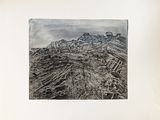 an image of a black and white drawing of a city on a hill