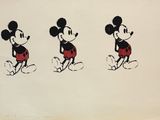 three mickey mouses in different poses on a white background