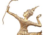 brass statue of a woman with a bow and arrow in her hand