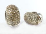 paire de breloques en perles de cristal pavées, de couleur argentée et dorée