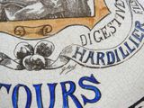 a close up of a plate with a picture on it