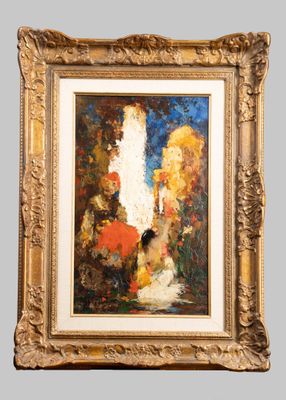 an image of a painting of a woman in a yellow dress