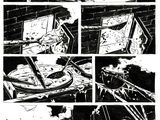 a black and white image of a comic strip with a man on a boat