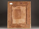 an old picture frame with a picture of a square on it