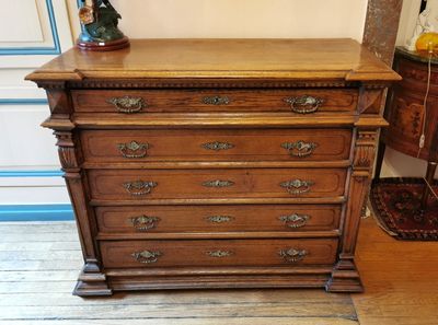 COMMODE en chêne à cinq tiroirs, vers 1900, 95 x 120 x 52 cm - Photo 1