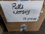 a cardboard box with a sign on it that says pull ' s not shy