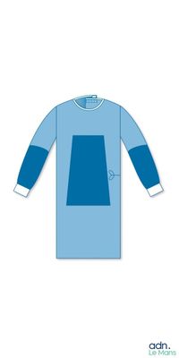 une image représentant une chemise bleue à manches longues avec un col blanc