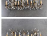 two pictures of a chandelier with four lights on each of them