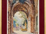an image of a painting of an archway in a stone building