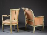 pair of louis xvi style armchairs with upholstered backrests