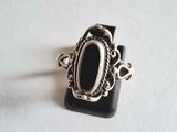 sterling silver ring with black onyxite stone