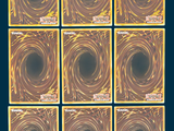 six square images of a black hole in a blue background
