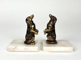 pair of bronze bear bookends on marble bases
