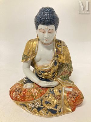 JAPON XXe siècle Bouddha en porcelaine, dans le gout des por…