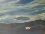 a painting of a man riding a horse in the ocean