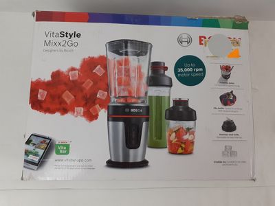 une boîte sur laquelle sont représentés un mixeur et un téléphone