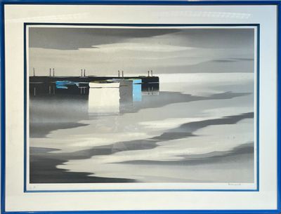 DENOEL (né en 1934). Marine. Llithographie couleur.